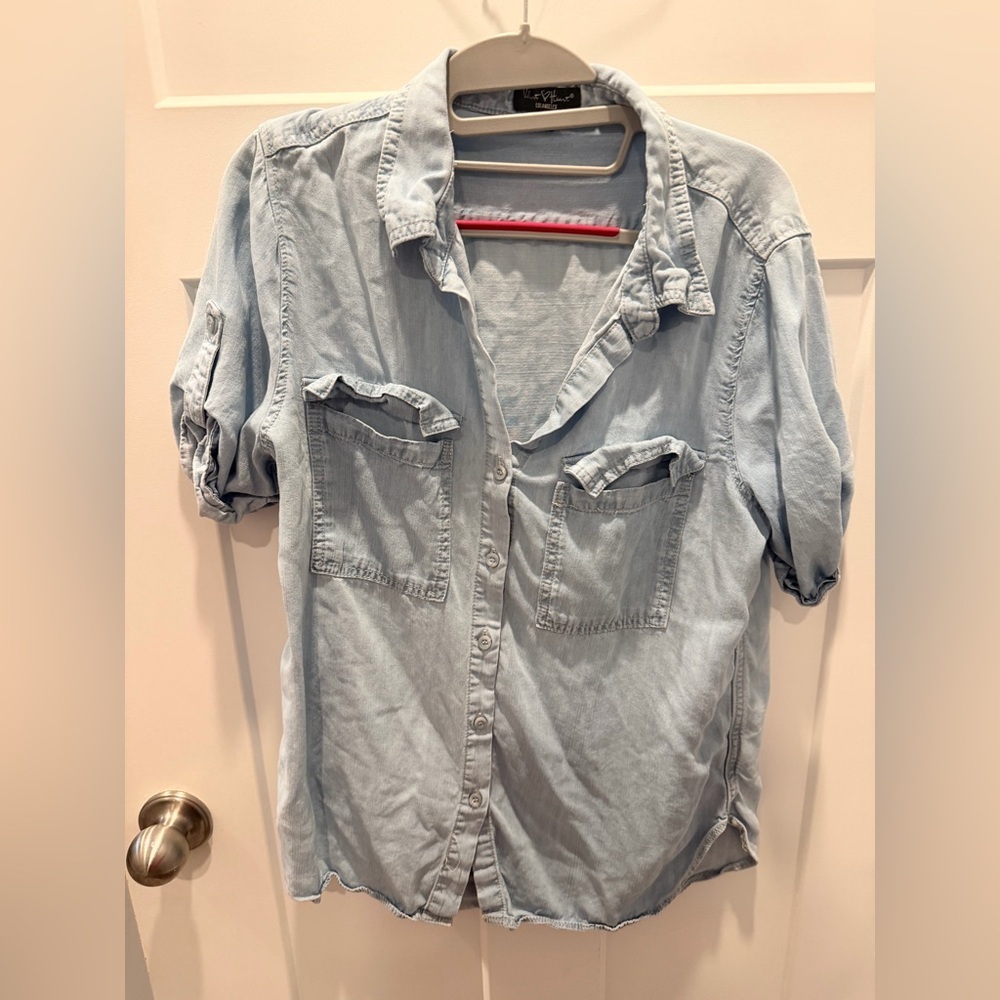 Velvet Heart Chambray Button Down Shirt Medium Tencel